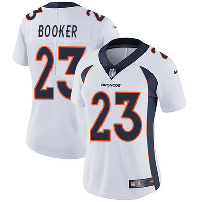 Nike Broncos #23 Devontae Booker White Womens Stitched NFL Vapor Untouchable Limited Jersey