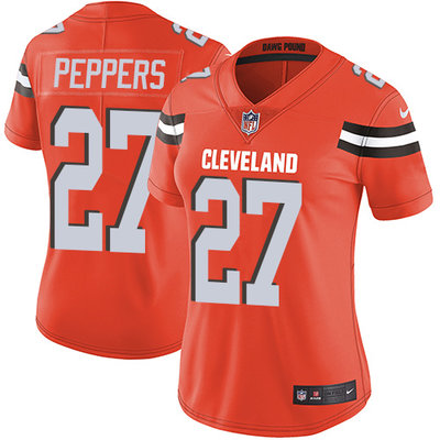 Nike Browns #27 Jabrill Peppers Orange Alternate Womens Stitched NFL Vapor Untouchable Limited Jerse