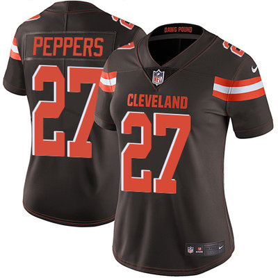 Nike Browns #27 Jabrill Peppers Brown Team Color Womens Stitched NFL Vapor Untouchable Limited Jerse