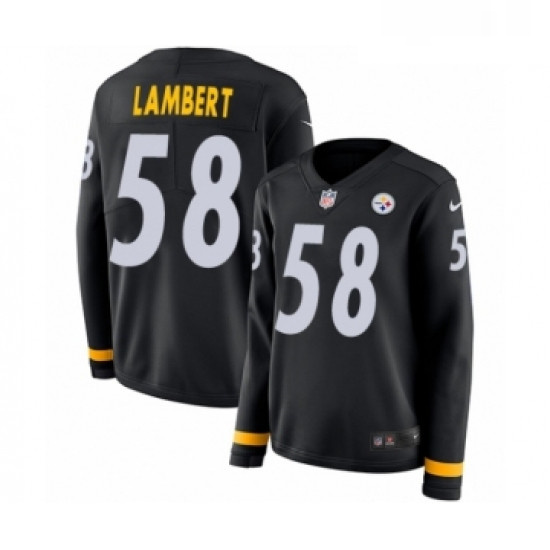 Womens Nike Pittsburgh Steelers 58 Jack Lambert Limited Black Therma Long Sleeve NFL Jersey