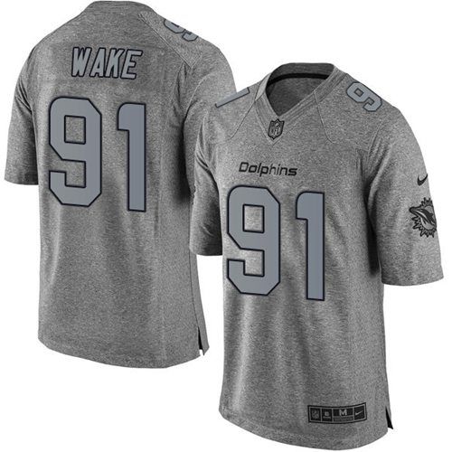 Nike Dolphins #91 Cameron Wake Gray Mens Stitched NFL Limited Gridiron Gray Jersey