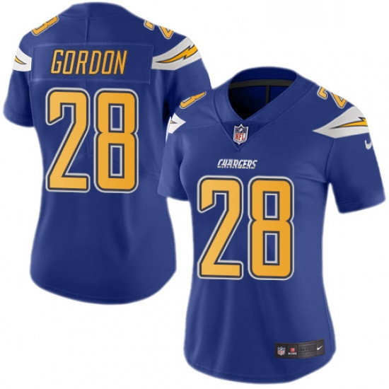 Womens Nike Los Angeles Chargers 28 Melvin Gordon Limited Electric Blue Rush Vapor Untouchable NFL J