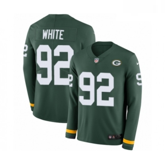 Youth Nike Green Bay Packers 92 Reggie White Limited Green Therma Long Sleeve NFL Jersey