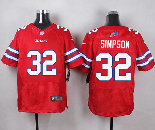 Nike Bills #32 O  J  Simpson Red Mens Stitched NFL Elite Rush Jersey