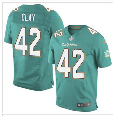 NEW Miami Dolphins #42 Charles Clay Aqua Green Team Color NFL New Elite Jersey