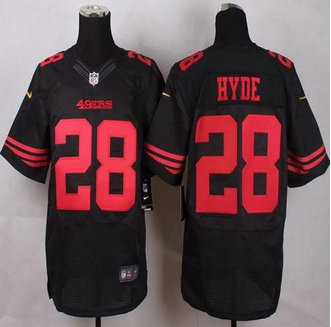 New San Francisco 49ers #28 Carlos Hyde Black Alternate Mens Stitched NFL Elite Jersey