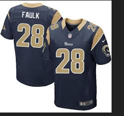 NFL St Louis Rams 28 Marshall Faulk DK Blue Elite Jersey