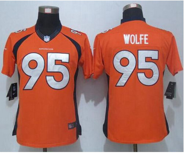 Nike Broncos #95 Derek Wolfe Orange Team Color Womens Stitched NFL New Limited Jersey