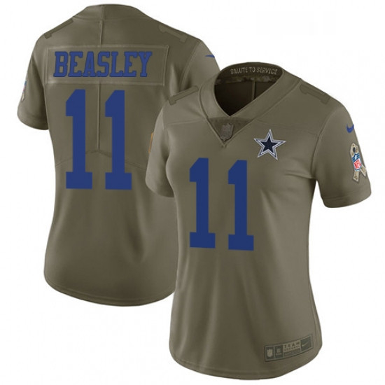 Womens Nike Dallas Cowboys 11 Cole Beasley Limited Olive 2017 Salute to Service NFL Jersey