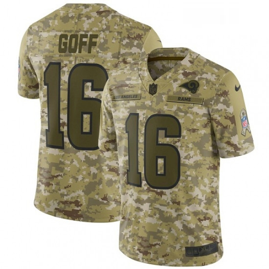 Men Nike Los Angeles Rams 16 Jared Goff Limited Camo 2018 Salute to Service NFL Jersey