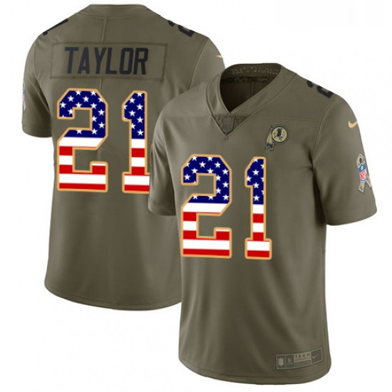 Youth Nike Washington Redskins 21 Sean Taylor Limited OliveUSA Flag 2017 Salute to Service NFL Jerse