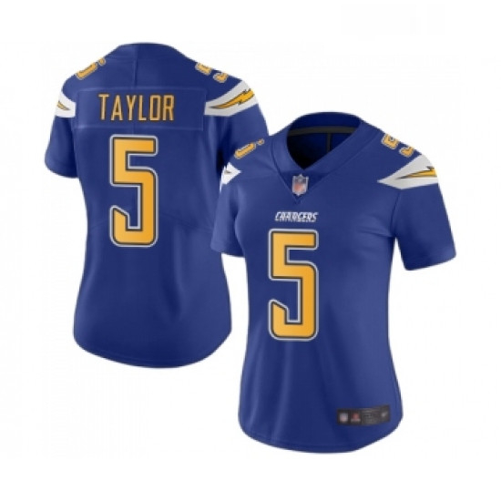 Womens Los Angeles Chargers 5 Tyrod Taylor Limited Electric Blue Rush Vapor Untouchable Football Jer