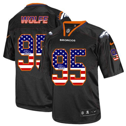 Nike Broncos #95 Derek Wolfe Black Mens Stitched NFL Elite USA Flag Fashion Jersey