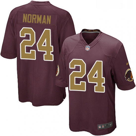 Mens Nike Washington Redskins 24 Josh Norman Game Burgundy RedGold Number Alternate 80TH Anniversary