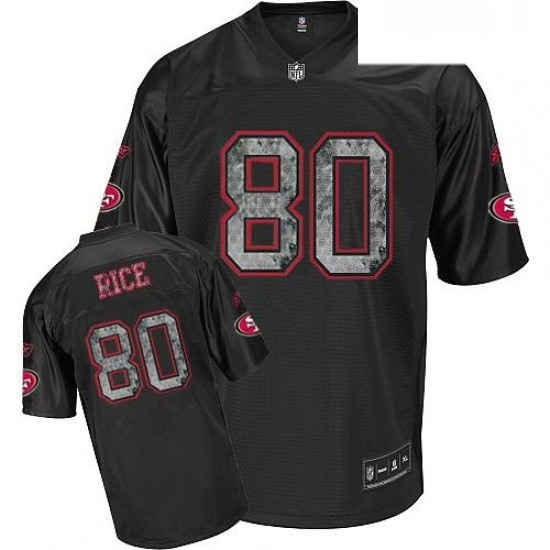 Reebok San Francisco 49ers 80 Jerry Rice Replica Sideline Black United Throwback NFL Jersey