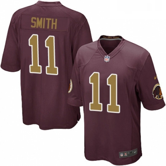 Mens Nike Washington Redskins 11 Alex Smith Game Burgundy RedGold Number Alternate 80TH Anniversary 