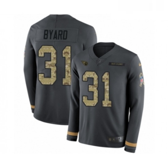 Mens Nike Tennessee Titans 31 Kevin Byard Limited Black Salute to Service Therma Long Sleeve NFL Jer