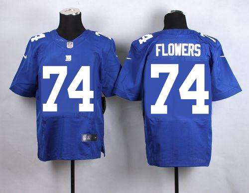 Nike Giants #74 Ereck Flowers Royal Blue Team Color Mens Stitched NFL Elite Jersey