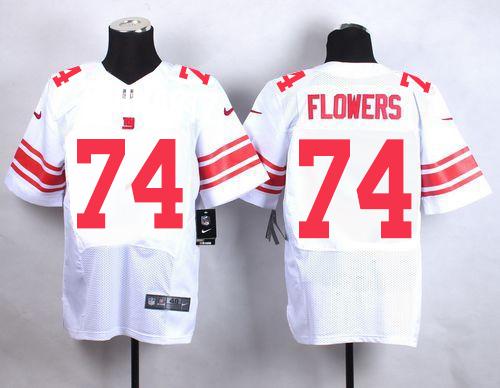 Nike Giants #74 Ereck Flowers White Mens Stitched NFL Elite Jersey