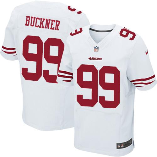 Nike 49ers #99 DeForest Buckner White Mens Stitched NFL Elite Jersey