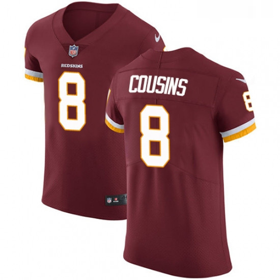 Mens Nike Washington Redskins 8 Kirk Cousins Elite Burgundy Red Team Color NFL Jersey