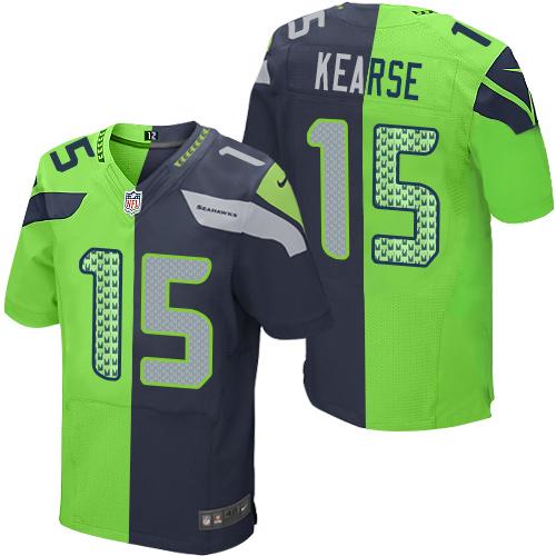 Nike Seahawks #15 Jermaine Kearse Steel Blue Green Mens Stitched NFL Elite Split Jersey