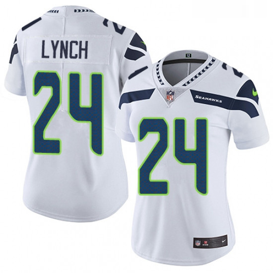 Womens Nike Seattle Seahawks 24 Marshawn Lynch Elite White NFL Jersey