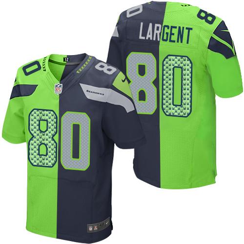 Nike Seahawks #80 Steve Largent Steel Blue Green Mens Stitched NFL Elite Split Jersey