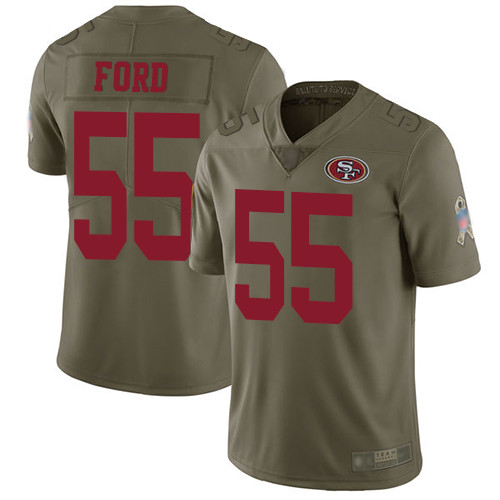 49ers 55 Dee Ford Olive Youth Stitched Football Limited 2017 Salute to Service Jersey