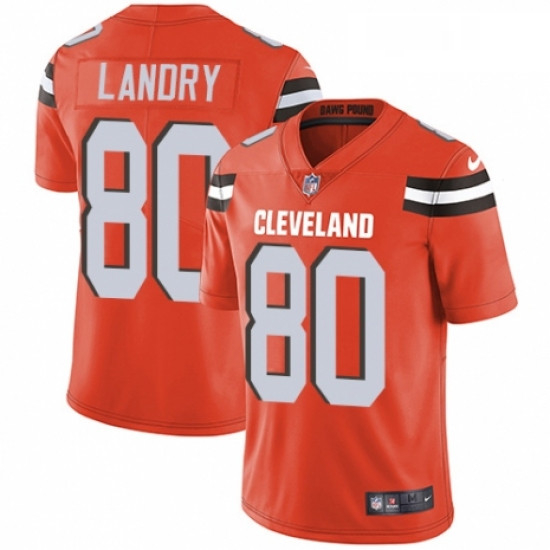 Mens Nike Cleveland Browns 80 Jarvis Landry Orange Alternate Vapor Untouchable Limited Player NFL Je