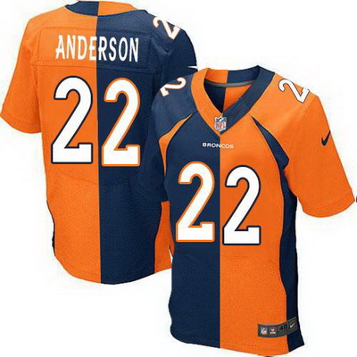 Nike Broncos #22 C J  Anderson Orange Navy Blue Mens Stitched NFL Elite Split Jersey