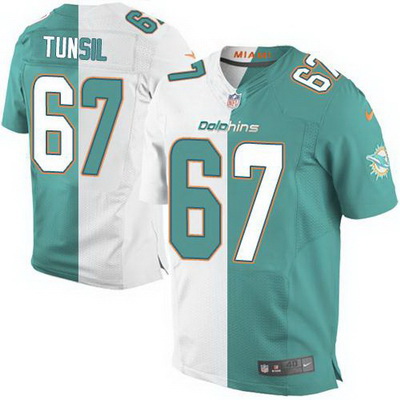 Nike Dolphins #67 Laremy Tunsil Aqua Green White Mens Stitched NFL Elite Split Jersey