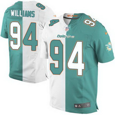 Nike Dolphins #94 Mario Williams Aqua Green White Mens Stitched NFL Elite Split Jersey