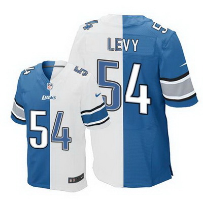 Nike Lions #54 DeAndre Levy Blue White Mens Stitched NFL Elite Split Jersey