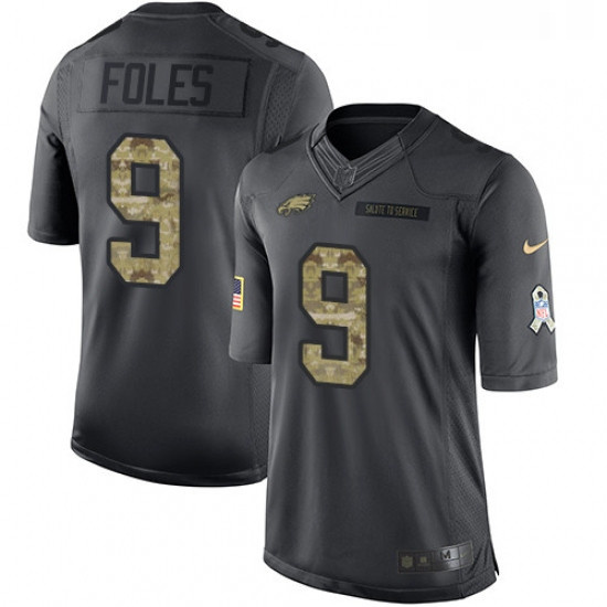 Mens Nike Philadelphia Eagles 9 Nick Foles Limited Black 2016 Salute to Service NFL Jersey