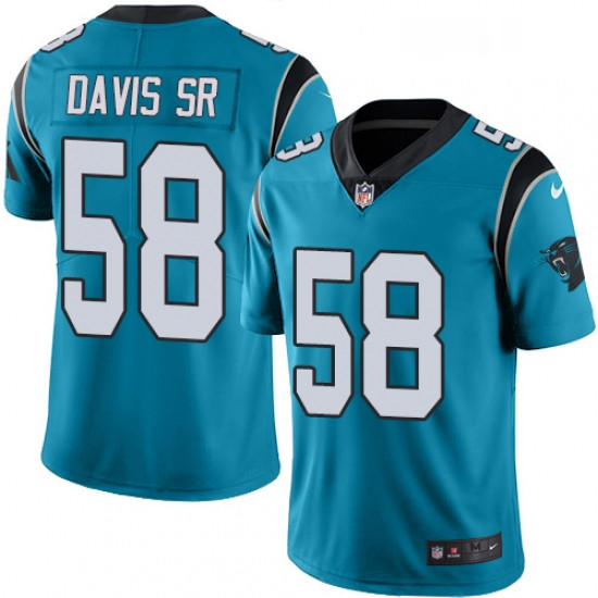 Mens Nike Carolina Panthers 58 Thomas Davis Limited Blue Rush Vapor Untouchable NFL Jersey