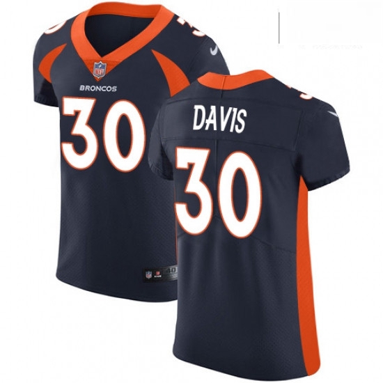 Men Nike Denver Broncos 30 Terrell Davis Navy Blue Alternate Vapor Untouchable Elite Player NFL Jers