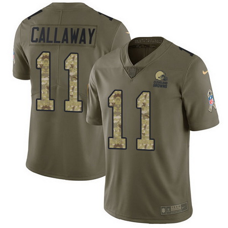 Browns 11 Antonio Callaway Olive Camo Youth Stitched Football Limited 2017 Salute to Service Jersey