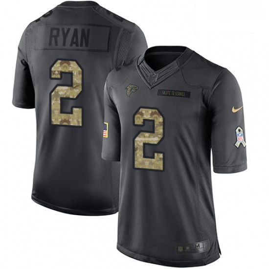 Men Nike Atlanta Falcons 2 Matt Ryan Limited Black 2016 Salute to Service NFL Jersey