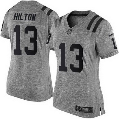 Nike Colts #13 T Y  Hilton Gray Womens Stitched NFL Limited Gridiron Gray Jersey