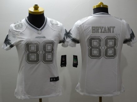 Dallas Cowboys 88 Bryantl White Women NFL Limited Platinum Jersey