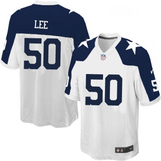 Mens Nike Dallas Cowboys 50 Sean Lee Game White Throwback Alternate NFL Jersey