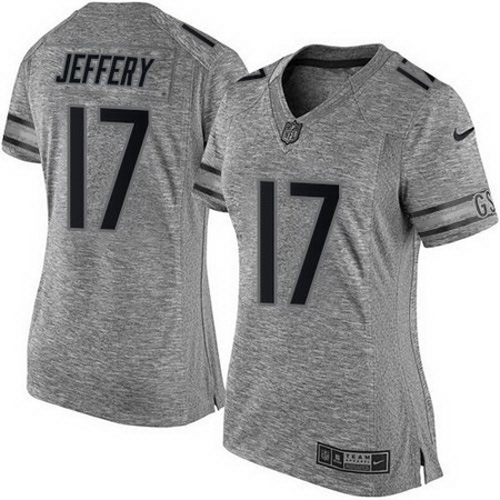 Nike Bears #17 Alshon Jeffery Gray Womens Stitched NFL Limited Gridiron Gray Jersey