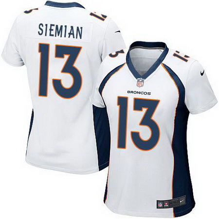 Nike Broncos #13 Trevor Siemian White Womens Stitched NFL New Elite Jersey