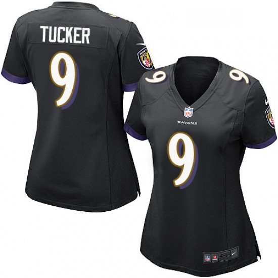 Womens Nike Baltimore Ravens 9 Justin Tucker Game Black Alternate NFL Jersey