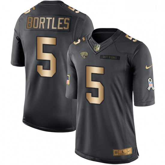 Men Nike Jacksonville Jaguars 5 Blake Bortles Limited BlackGold Salute to Service NFL Jersey