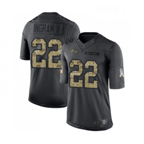 Youth Baltimore Ravens 22 Mark Ingram II Limited Black 2016 Salute to Service Football Jersey