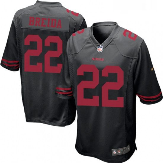 Mens Nike San Francisco 49ers 22 Matt Breida Game Black NFL Jersey