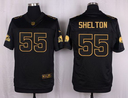 Nike Browns #55 Danny Shelton Black Men Stitched NFL Elite Pro Line Gold Collection Jersey