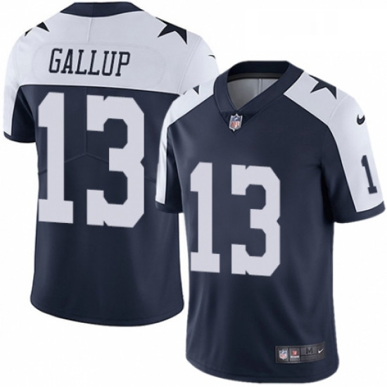 Mens Nike Dallas Cowboys 13 Michael Gallup Navy Blue Throwback Alternate Vapor Untouchable Limited P